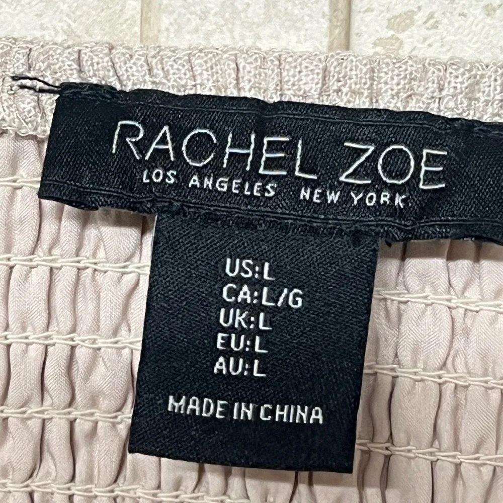 Rachel Zoe tan rayon linen blend smocked v waist spaghetti strap maxi dress - Picture 11 of 13